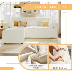 Sofa Bed, Wood Bedframe, for Living Room Bedroom Office, Pull Out Modular Sofa Bed Convertible Living Room Furniture - Image 3