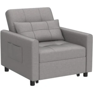 Sleeper Sofa Chair Bed, Convertible Sofa Chair 3-in-1, Adjustable Sleeper Chair Pullout Sofa Bed with Modern Linen Fabric - Image 5