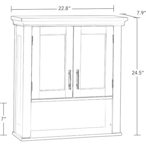 RiverRidge Somerset Two-Door Bathroom Storage, Gray Wall Cabinet, Grey, Set 1 - Image 3
