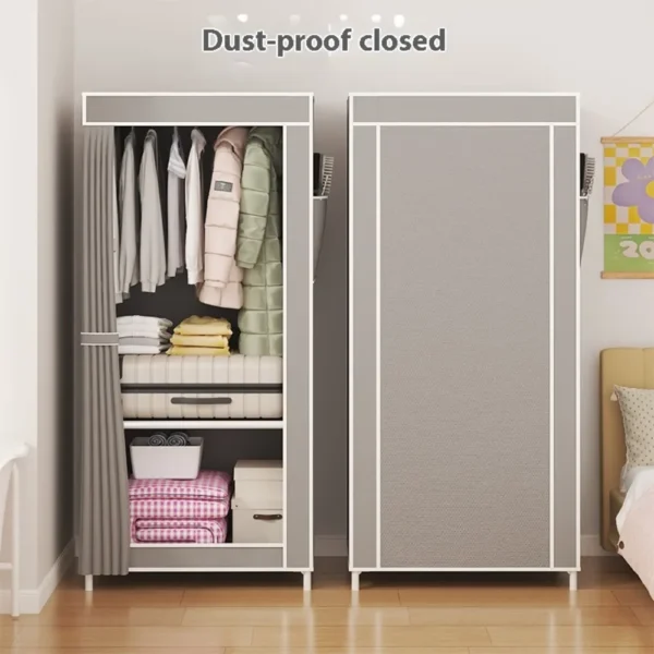 Simple Wardrobe Easy To Assemble Clothing Cabinet Single Person Economy Fabric Wardrobe Rental Room Storage Wardrobes Storage - Image 2