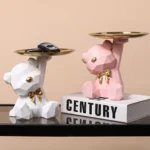 Lovely Geometric Bear Statue Large Floor Tray Ornament Nordic Home Decor Living Room Decorative Animal Table Room Decor Sculptur