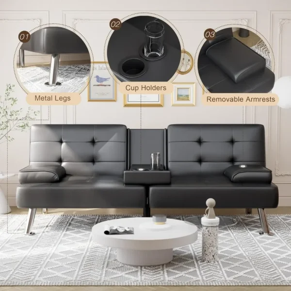 Sofa Bed Reversible Convertible Sleeper Pull Out Couches with Storage Chaise, Linen Fabric Furniture for Living Room, Apartment - Image 6