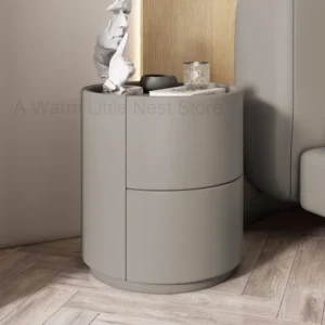 Bedroom Cabinets Nightstand Small Circular Wooden Bedside Table Low Nightstand Modern Nordic Mesitas De Noche Bedroom Furniture - Image 2
