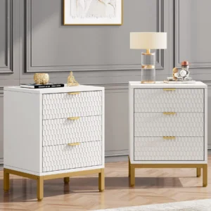 Tribesigns Modern Nightstand, 25.8" Tall Bedside Table with 3 Drawers, Contemporary End Side Table with Storage for Bedroom - Image 2