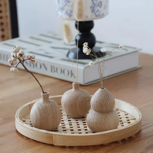 Japanese Flowers Bottle Wooden Vase for Flower Home Decor Decorative Flowers Vase Living Room Decoration Office Desktop Ornament - Image 6