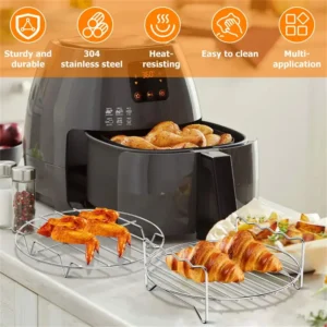 Air Fryer Stainless Steel Rack Tray&Steaming Racks Air Fryer Tools Baking Pan BBQ Gril Baking Cooker Accessories Cooking Tools - Image 4