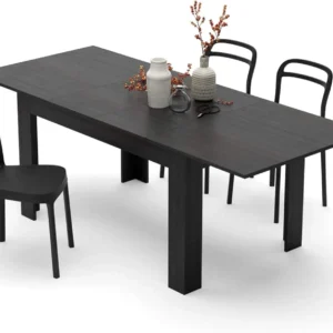 Mobili Fiver, Easy, Extendable Dining Table, 55,1(86,6) x35,4 in, Ashwood Black, for 6-10 People, Expandable Dining Table