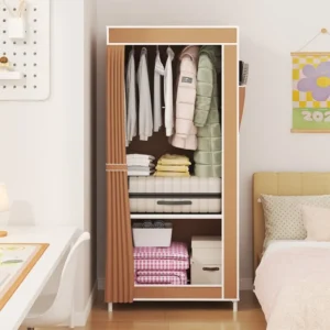 Simple Wardrobe Easy To Assemble Clothing Cabinet Single Person Economy Fabric Wardrobe Rental Room Storage Wardrobes Storage - Image 4