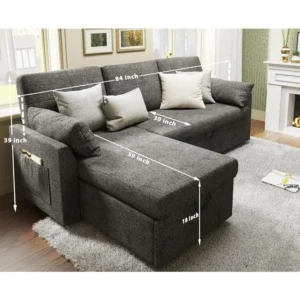 VanAcc Sleeper Sofa, Sofa Bed- 2 in 1 Pull Out Couch Bed with Storage Chaise for Living Room, Sofa Sleeper with Pull Out Bed - Image 2