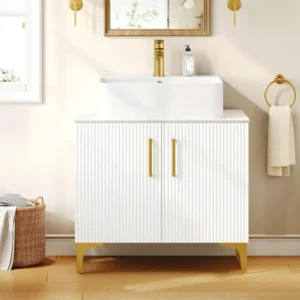 30" Bathroom Vanity with Counter Top Sink Combo, Modern Bathroom Storage Vanity Cabinet Set Included Drain - Image 3