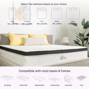 8 Inch Maxima Hybrid Mattress, Twin Size, Cooling Gel Infused Memory Foam and Innerspring Mattress, Bed in a Box,White & Gray - Image 3