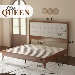 Bed Frame, Upholstered Tufted Headboard, Bed Frame - Image 3