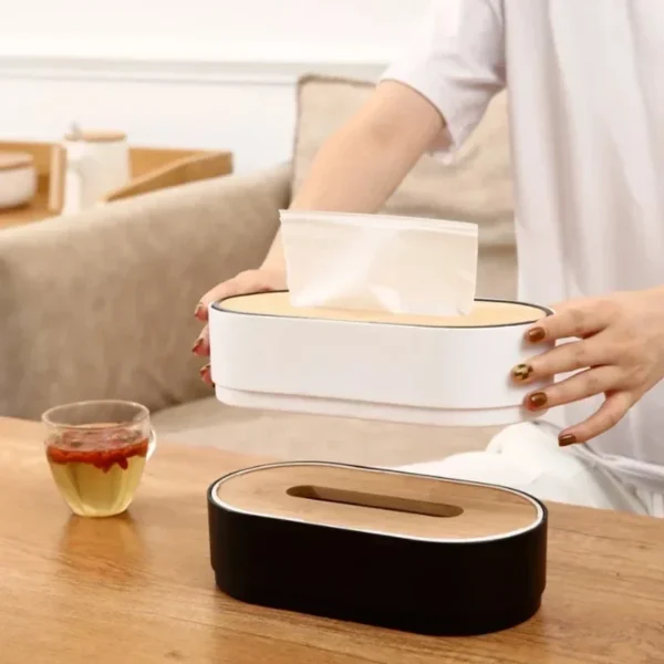 Tissue Box Holder Bamboo Cover Toilet Paper Box Napkin Holder Case Tissue Paper Dispenser Paper Towel Storage Box Tissue Boxes - Image 2