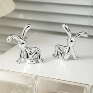 Hot Sale 3D Rabbit Ornaments Long Eared Electroplating Interior Home Furnishings Dining Table Car Center Console Decoration - Image 2