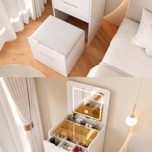 Modern and Simple Small Dressing Table Girly Style Integrated Multi-functional Dresser + Cabinet + Stool for Bedroom - Image 3