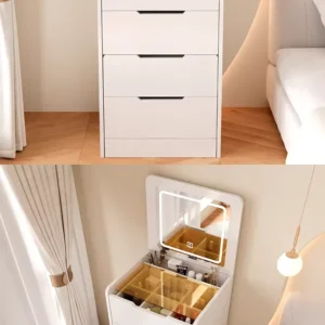 Modern and Simple Small Dressing Table Girly Style Integrated Multi-functional Dresser + Cabinet + Stool for Bedroom - Image 2