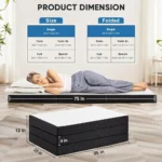 Tri-fold Memory Foam Mattress - 4 Inch Single Size Portable Floor Bed, Foldable Mat for Kids and Adults