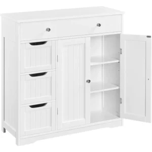 Bathroom Free-Standing Floor Cabinet, Practical Storage Cabinet with 4 Drawers and 2 Doors for Kitchen, Entrance Area - Image 2