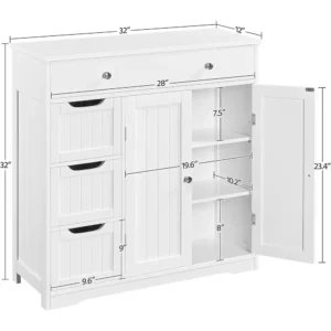 Bathroom Free-Standing Floor Cabinet, Practical Storage Cabinet with 4 Drawers and 2 Doors for Kitchen, Entrance Area - Image 3