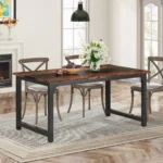 Tribesigns 63"x31.5" Dining Table, Industrial Kitchen Table for 6-8 Person, Rectangular Dinner Table for Dining Room Kitchen