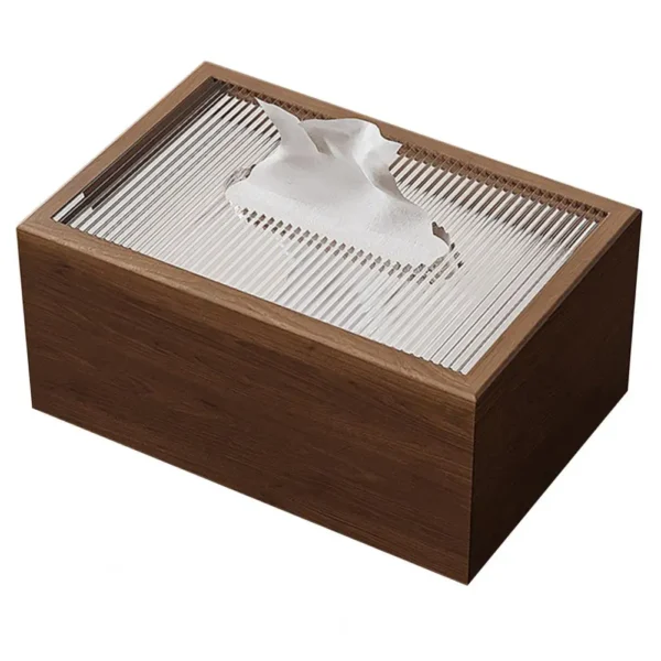 Napkin Holder for Home Chinese Style Wood Tissue Box Light Luxury Desktop Napkin Organizer with Acrylic Lid for Room - Image 3