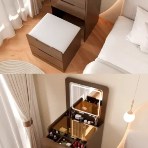 Modern and Simple Small Dressing Table Girly Style Integrated Multi-functional Dresser + Cabinet + Stool for Bedroom - Image 6