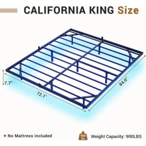 Floating California King Size Bed Frame with LED Lights Metal Platform Bed No Box Spring Needed Easy To Assemble California King - Image 6