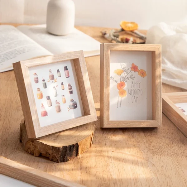 Wooden Photo Frame Picture Frames Shadow Box Frame Wall Photo Card Holder Certificate Specimen Dry Flower Holder Desktop Decor - Image 2