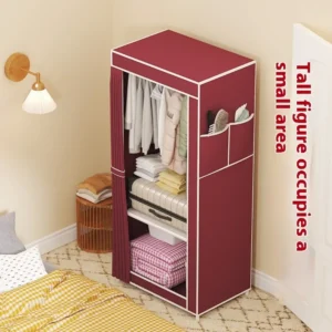 Simple Wardrobe Easy To Assemble Clothing Cabinet Single Person Economy Fabric Wardrobe Rental Room Storage Wardrobes Storage - Image 6