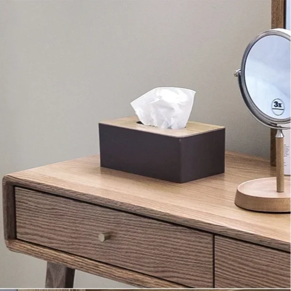 Tissue Box Table Napkin Rings Tissue case Paper Box Container Bamboo Cover Solid Wood Storage Box Home Table Decoration - Image 4