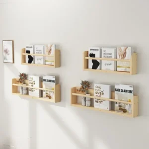 Wood Floating Shelves Wall Nursery Book Shelves Kids Bookshelf for Living Room Bedroom Decor Kitchen Spice Bathroom Storage Rack - Image 4