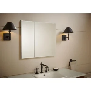 30 X 26 Double Door Beveled Bathroom Storage Cabinet Home Furniture Cabinets Vanity Shelf Closet Mirror Modern Cupboard Niche