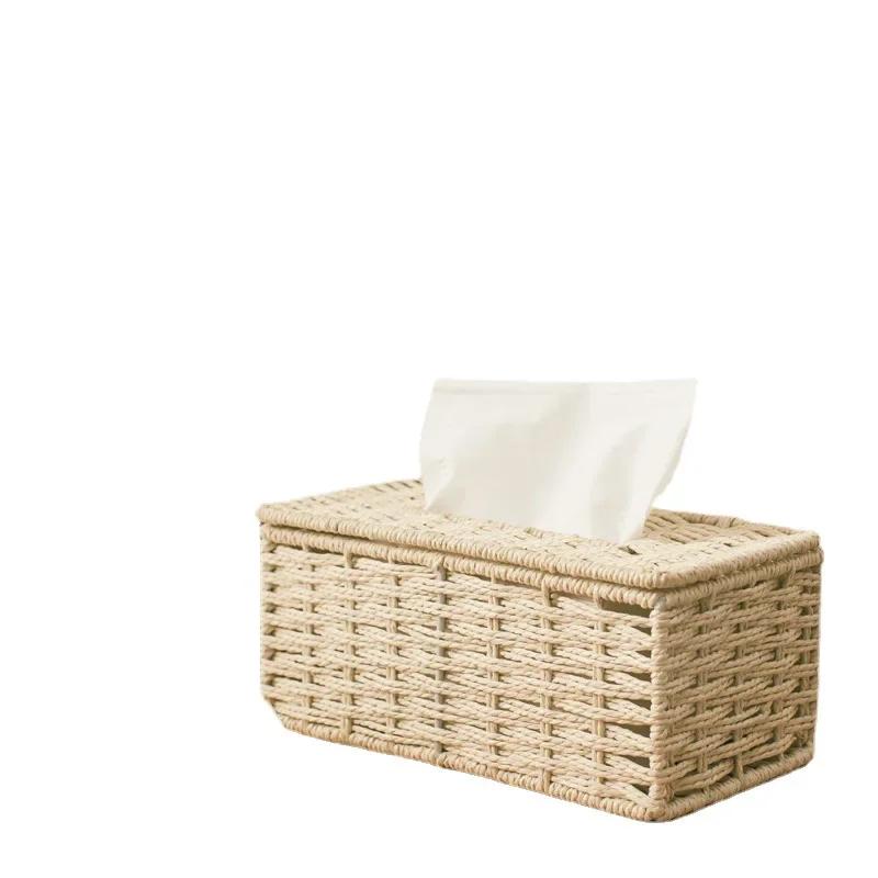 Rattan Tissue Box Vintage Napkin Holder Case Clutter Storage Container Cover Living Room Desk Decoration - Image 4
