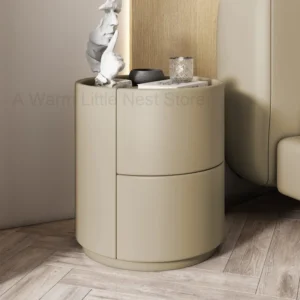 Bedroom Cabinets Nightstand Small Circular Wooden Bedside Table Low Nightstand Modern Nordic Mesitas De Noche Bedroom Furniture - Image 4
