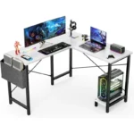 L Shaped Computer Desk Wood Corner PC Gaming Table with Side Storage Bag for Home Office Small Spaces