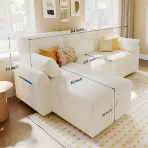 Sofa Bed, Wood Bedframe, for Living Room Bedroom Office, Pull Out Modular Sofa Bed Convertible Living Room Furniture - Image 2
