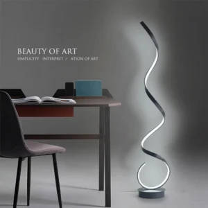 Minimalist LED Floor Lamp Home Decor Fixtures Aluminium Floor Light With LED For Living Room Bedroom Spiral Black - Image 3