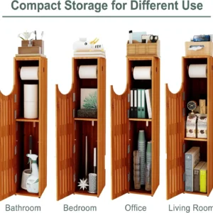 Bamboo Toilet Paper Holder with Storage, Bathroom Toilet Paper Storage Cabinet, Small Bathroom Storage Cabinet for Sm - Image 3