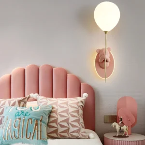 Creative and personalized cartoon children's room, bedroom, bedside wall lamp, artistic bear atmosphere wall light fixture - Image 2