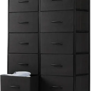 Dresser for Bedroom, Tall Storage Drawers, Fabric Storage Tower with 10 Drawers, Chest of Drawers with Fabric Bins, Sturdy Metal - Image 5