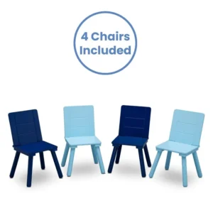 Delta Children Kids Table and Chair Set (4 Chairs Included), Grey/Blue - Image 5