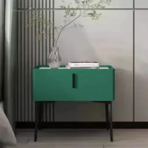 Modern Slate Nightstands Nordic Bedroom Bedside Table with drawer Wood Leather Storage Side Cabinet Light Luxury Home Furniture - Image 2