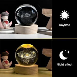 Luminous Crystal Ball LED Night Light Saturn Solar System 3D Moon Table Lamp USB Bedroom Atmosphere Lamp for Birthday Kid Gift - Image 5