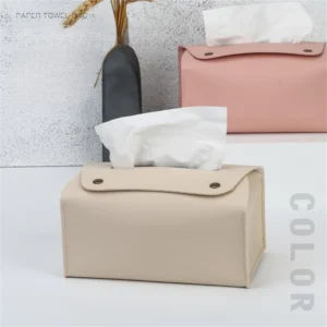 Simple Solid Color Tissue Box Household Table PU Leather Napkin Holder Waterproof Storage Sundries Case Car Paper Organizers Box - Image 5