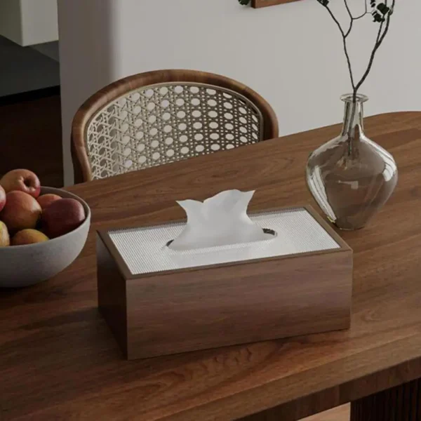 Napkin Holder for Home Chinese Style Wood Tissue Box Light Luxury Desktop Napkin Organizer with Acrylic Lid for Room - Image 2