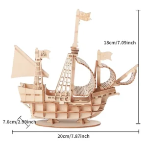 DIY Sailing Ship Toys 3D Wooden Puzzle Toy Assembly Model Wood Craft Kits Desk Decoration for Children Kids - Image 5