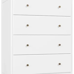 White Dresser 4 Drawer Dressers Chest of Drawers Modern Tall Dresser Wood Drawer Chest Storage Cabinet for Living Room