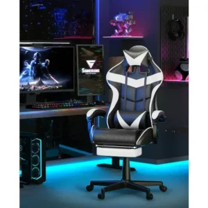 Reclining Chair Office (Polar White) Ergonomic Gamer Chair With Headrest Video Game Chairs for Adults Teens Chaise Gaming Sofa - Image 2
