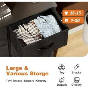 Dresser for Bedroom Tall Drawer Dresser Organizer Storage Drawers Fabric Storage Tower with 8 Drawers, Chest of Drawers - Image 3