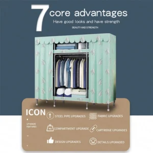 LEEGOHOME Wardrobe 145cmx45cmx170cm 26mm Steel PipeAssembly Hanging Clothes Bold Simple Oxford Cloth Wardrobe - Image 3